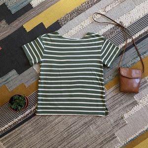Old Navy Sage and Ivory Striped Mariner Tee